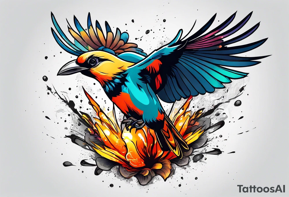 birds exploding ro top of a favor tattoo idea