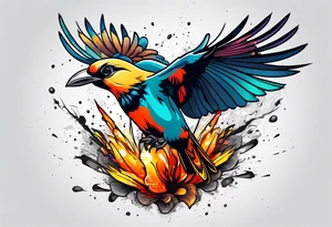 birds exploding ro top of a favor tattoo idea