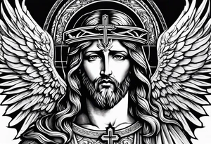 christianity cross jesus with wings around it tattoo idea