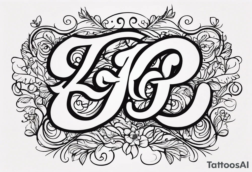 Delicate cursive combining the initials bjf & arf tattoo idea