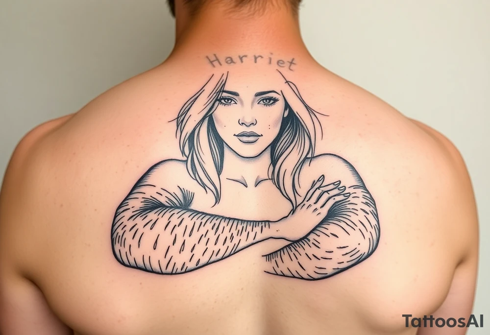 Picture of a girl with hairy arms named Harriet tattoo idea