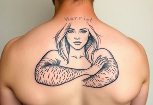 Picture of a girl with hairy arms named Harriet tattoo idea