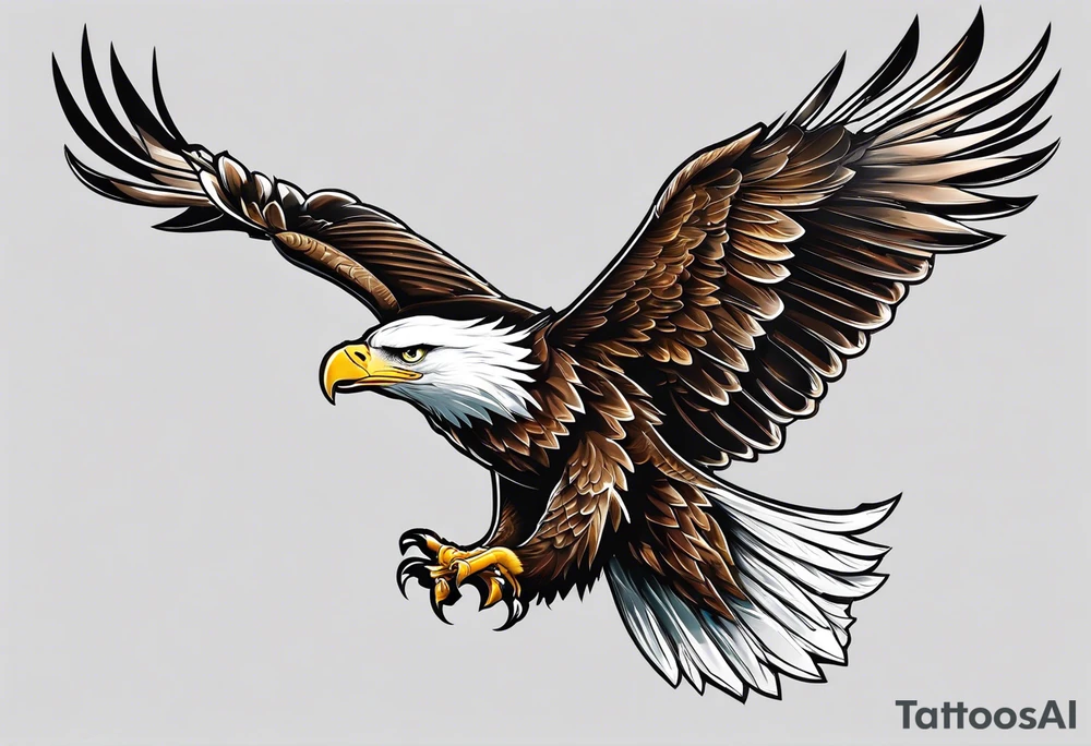 eagle flying with oar tattoo idea