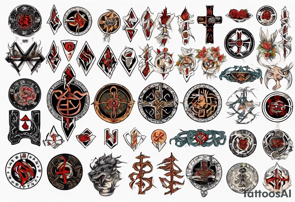 Nórdic runes Style yakuza tattoo idea