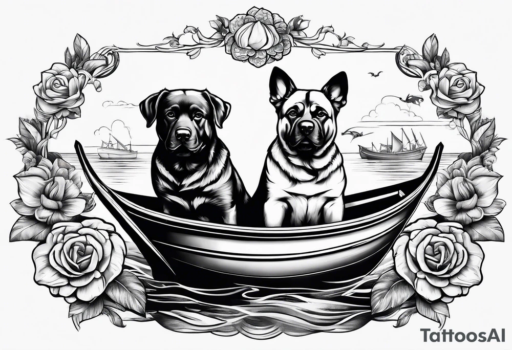 two dogs in a boat tattoo idea