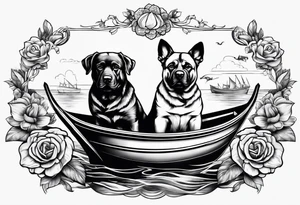 two dogs in a boat tattoo idea