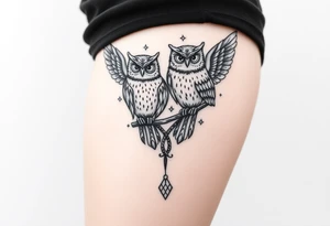 Celtic work and owls tattoo idea
