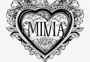The word Mia inside a heart tattoo idea