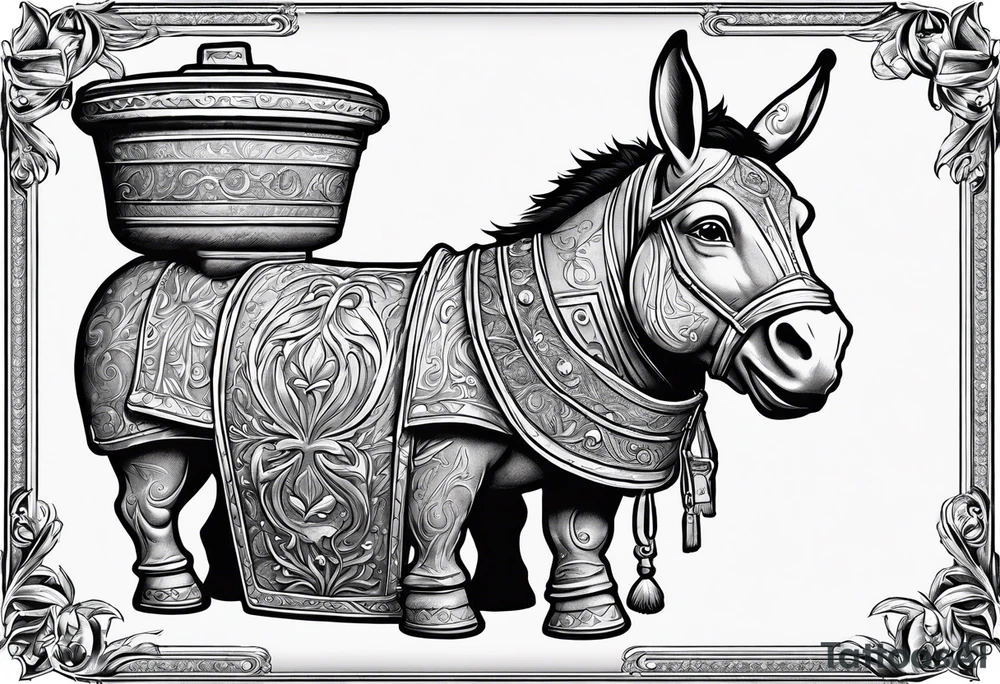 Very epic toilet with donkey from shrek sitting on it tattoo idea