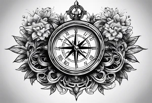 gear, clock and compass tattoo idea