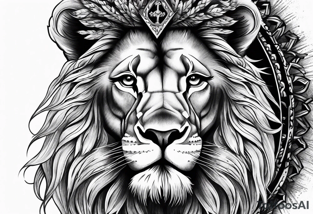 Lion tattoo with cross and armenian flag tattoo idea