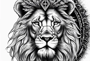 Lion tattoo with cross and armenian flag tattoo idea