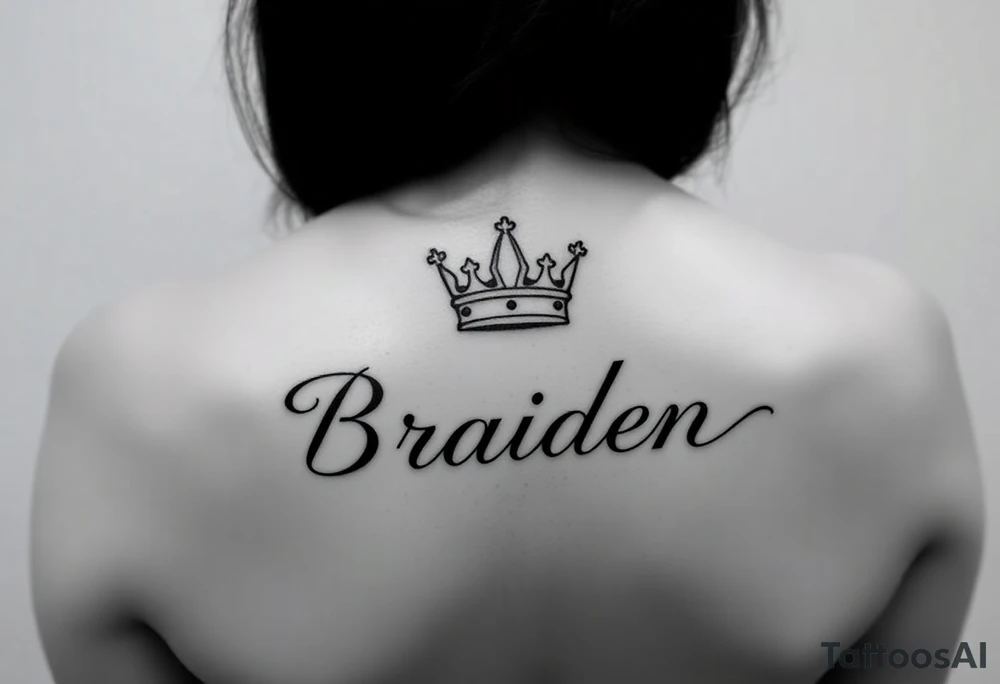 Name Braiden with a kings crown above tattoo idea