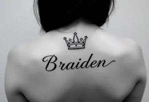 Name Braiden with a kings crown above tattoo idea