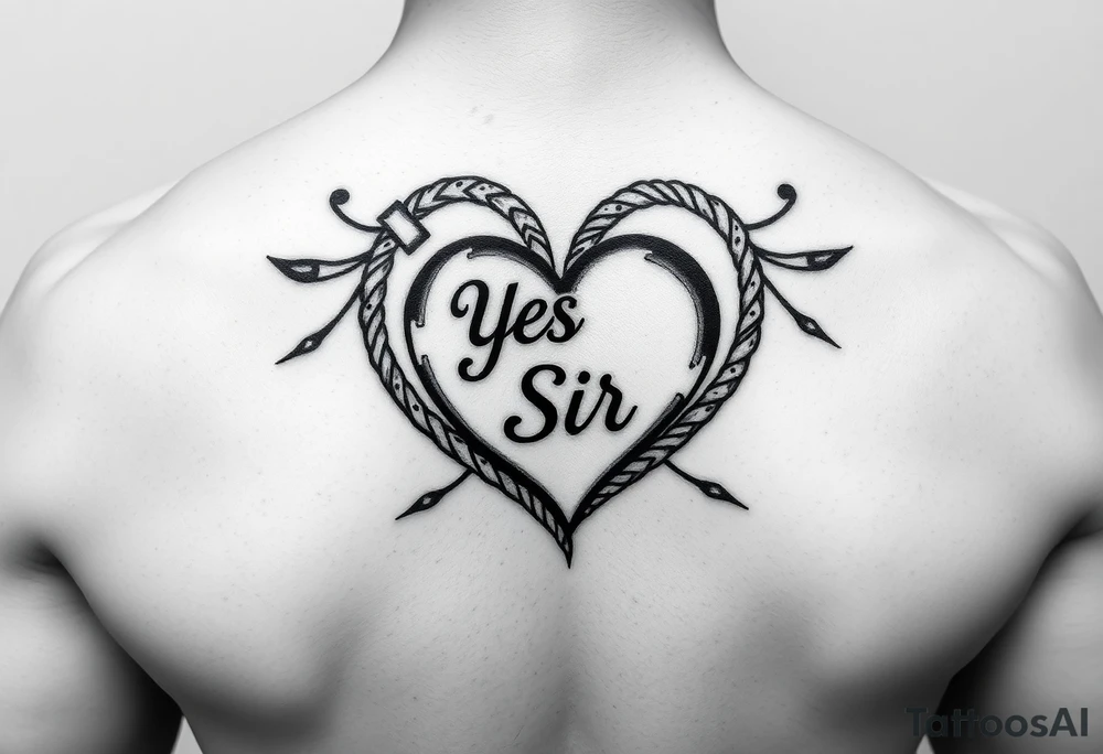 Small Yes, Sir in rope heart tattoo idea