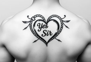 Small Yes, Sir in rope heart tattoo idea