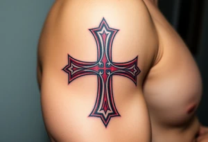 A bold red Templar cross with an aged, weathered texture, symbolizing the passage of time and honor tattoo idea