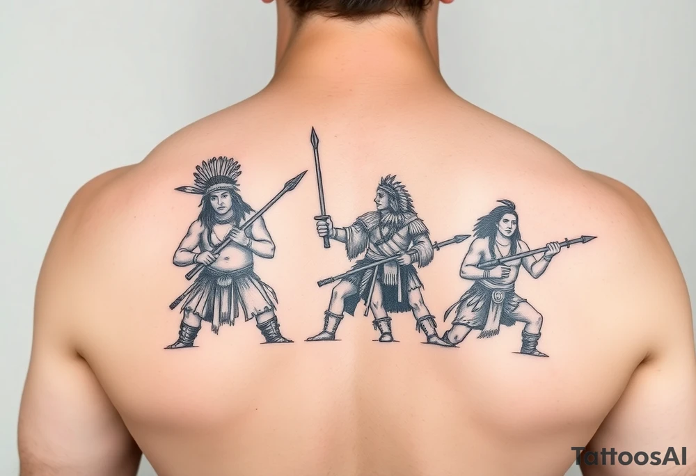 Native American warriors preparing for battle tattoo idea