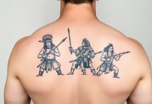 Native American warriors preparing for battle tattoo idea