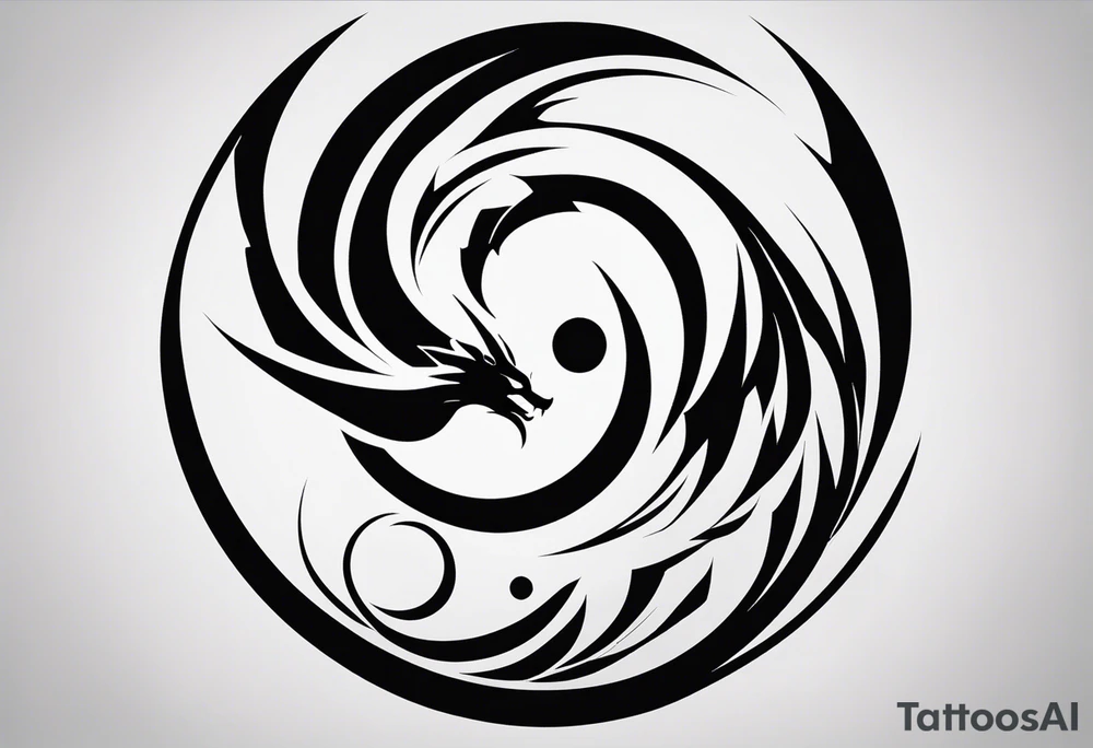 For a Gen Z-inspired dragon and phoenix tattoo, think of a clean, minimalist design that combines symbolism with bold, sleek lines. Imagine a dragon and phoenix spiraling together in a yin-yang-inspired layout. The dragon has a slightly abstract, modern shape, with sharp, flowing lines to show power, resilience, and wisdom, while the phoenix is rendered with sweeping curves and minimal detailing, symbolizing rebirth, growth, and transformation.

Both creatures should interact harmoniously, representing balance and duality. To keep it meaningful, focus on line work rather than intricate shading—clear, open spaces allow the tattoo to feel light and energetic. Adding small symbols, like stars or a faint galaxy backdrop, can enhance the "rising from ashes" and "strength through challenge" themes. This design will appeal timelessly while resonating with Gen Z’s love for symbolism and simplicity. tattoo idea