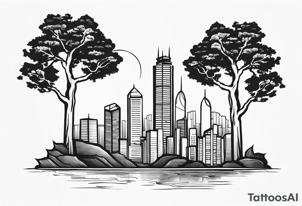 Hong Kong CityU 3 trees with one has number 6 carved in it tattoo idea