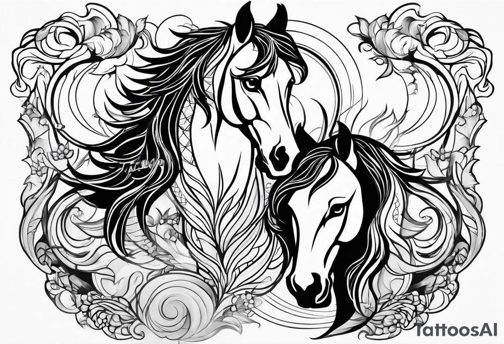 Horse and wolf tattoo idea