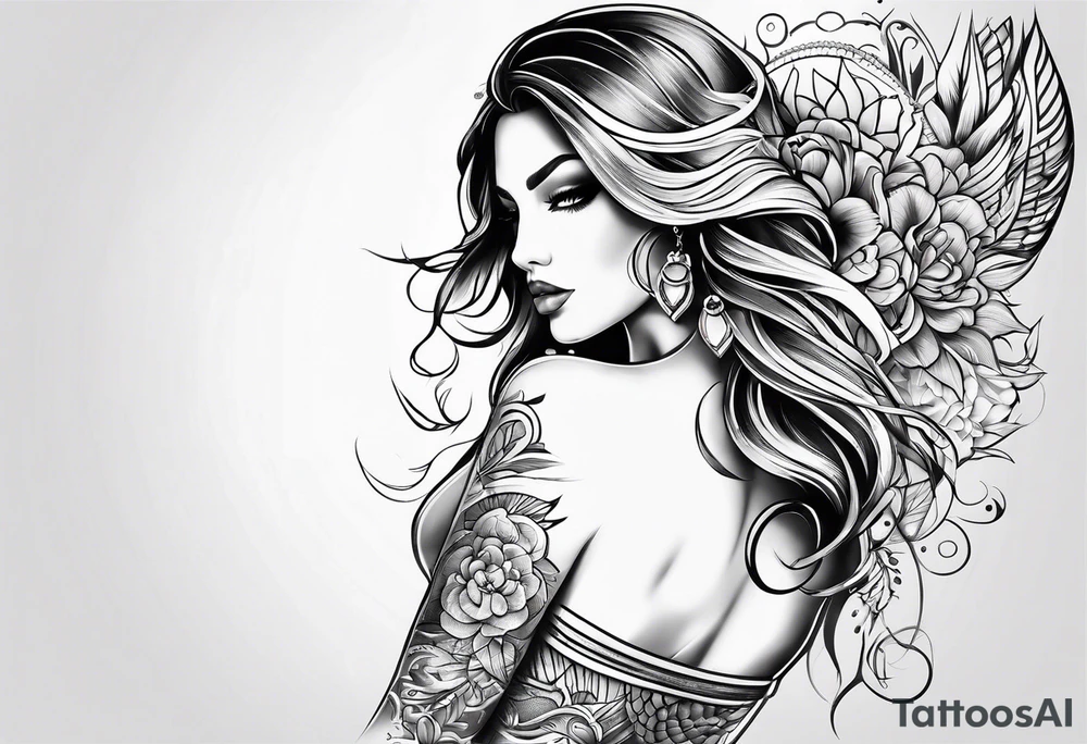 Strong bikini tattoo idea