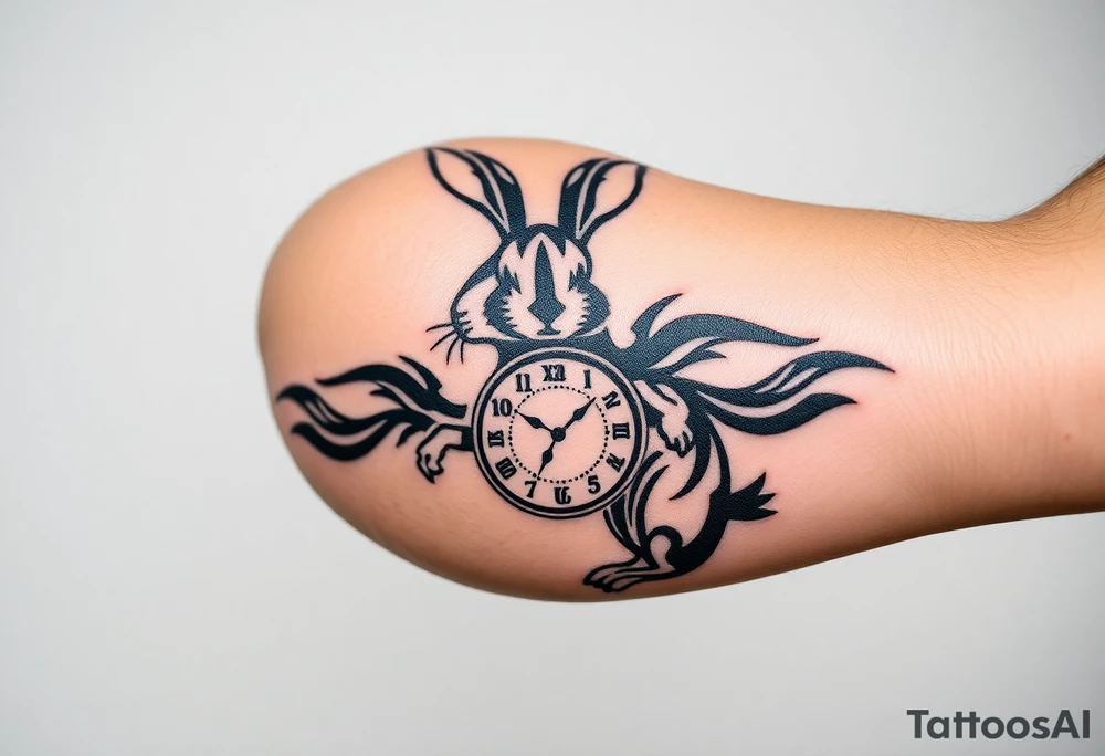 Rabbit with a Clock tattoo idea