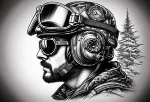 a helicopter pilot wearing night vision goggles tattoo idea