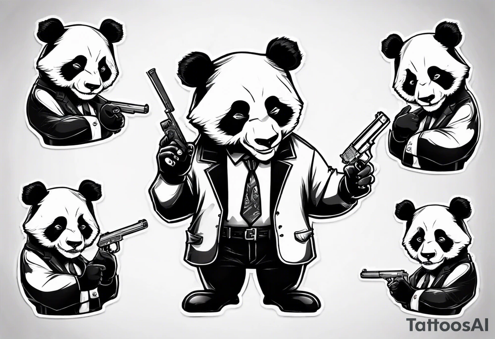 gangster panda evil
smoking with a gun tattoo idea