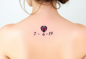 Small Ruby gem and birthday 7-6-19 tattoo idea