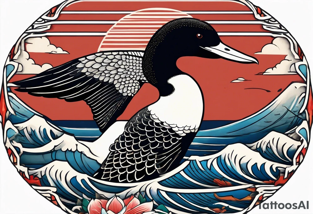 A loon with its wings spread looking badass and tough tattoo idea