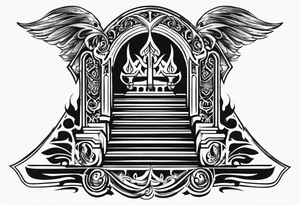 Valhalla sword shield flame
stairs tattoo idea
