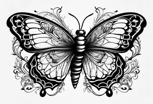 half butterfly half bee designed tattoo tattoo idea