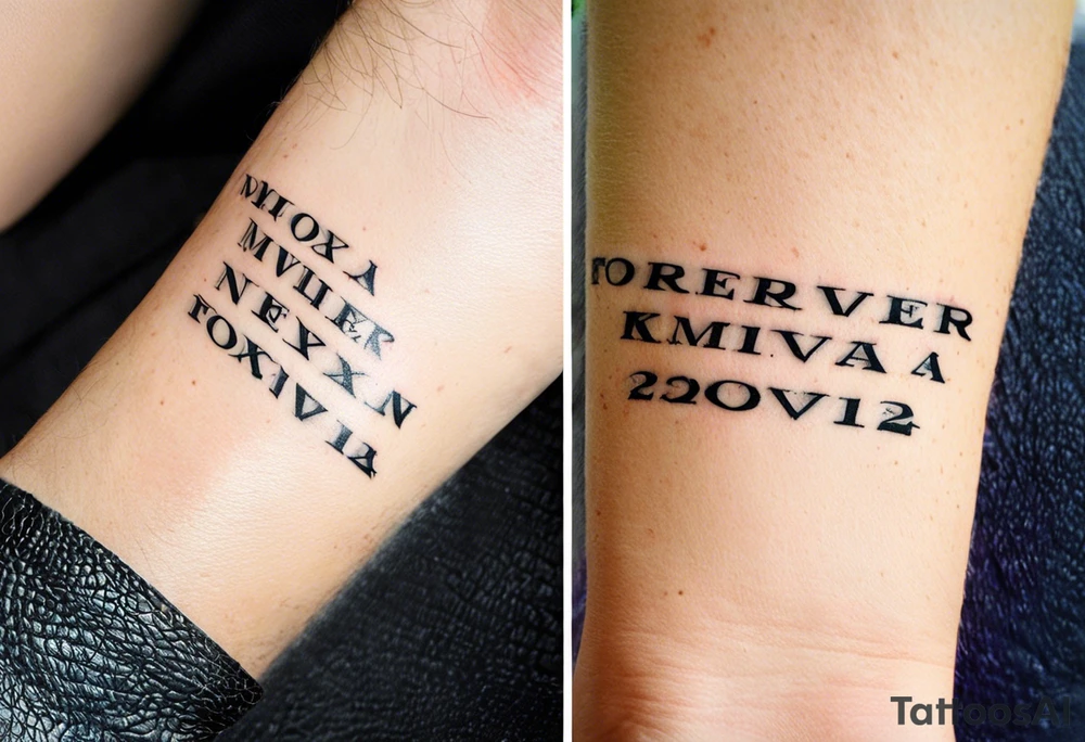 The words forever & Ever. Roman Numerals for 6,12,2012. Small forearm tattoo tattoo idea