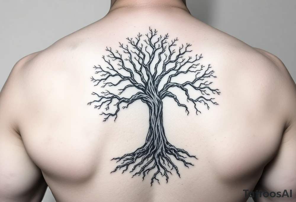 Family tree with roots for a grandfather to add names of children and grandchildren tattoo idea