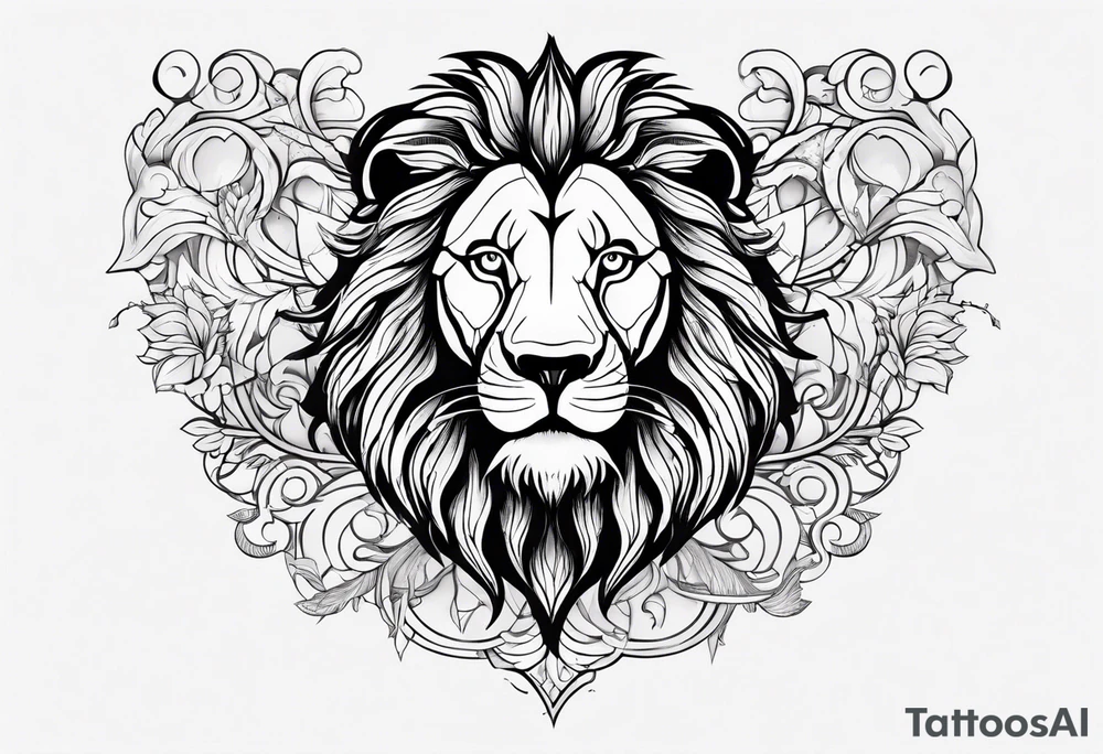 lion skeleton body tattoo idea