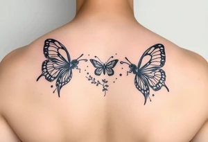 Ornamental floral butterflies traditional tattoo idea