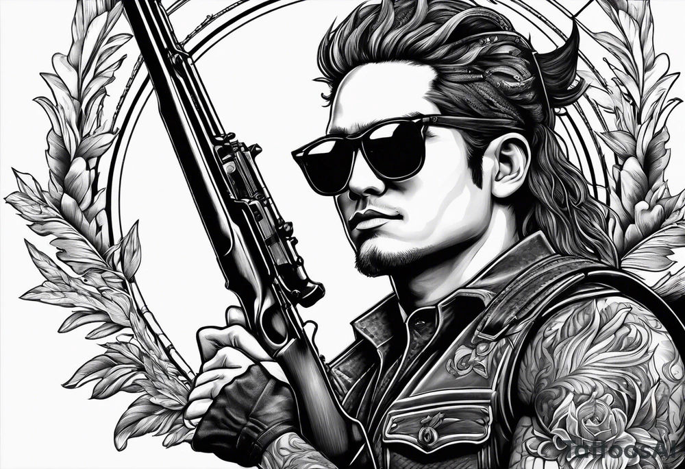 capricorn with sunglasses and shotgun tattoo idea