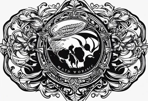 emblem long swork and a scale tattoo idea