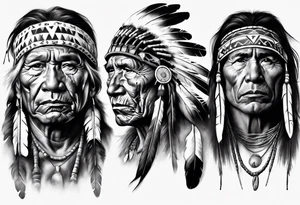 Native American man photorealism tattoo idea