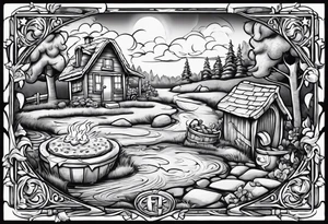Jesus Christ
Is jackhammering Mickey Mouse in the doo-doo hole
With a lawn dart as Garth Brooks gives birth to something
Resembling a cheddar cheese log with almonds on Santa Claus's tummy-tum tattoo idea