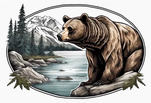 Bear with British Columbia landscape inside of it. tattoo idea