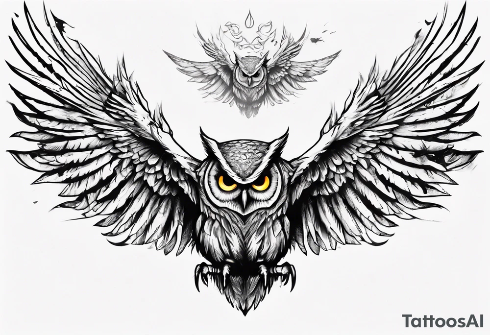 Demonic Owl Flying Attack. tattoo idea