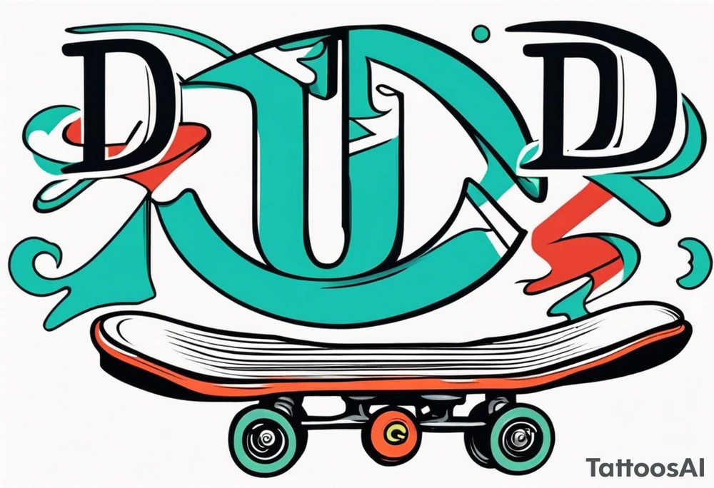 Something with a skateboard and the letters I and D tattoo idea