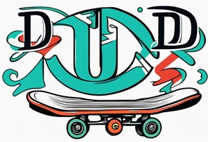 Something with a skateboard and the letters I and D tattoo idea