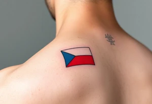 A minimalist Czech flag outline, with the blue triangle subtly blending into the red and white stripes tattoo idea