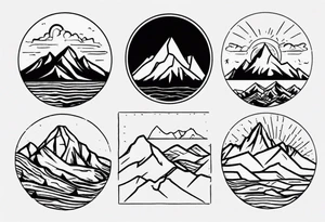 mountain range with four peaks line art. tattoo idea