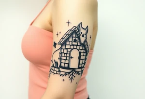 Three little pigs nursery rhyme hiding in a brick house from the big bad wolf I'll huff and puff and blow ur house down tattoo idea