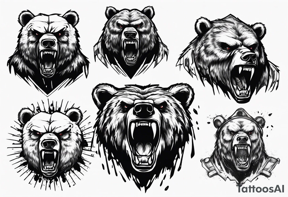 Angry bear coming up behind a city tattoo idea